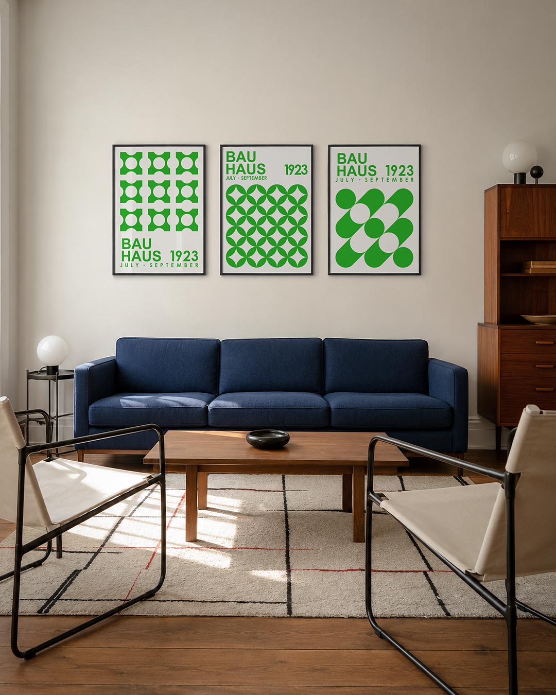 Groene cirkelpatronen posterset – derde productweergave – deze posterset toont een ritmisch patroon van groene vormen met