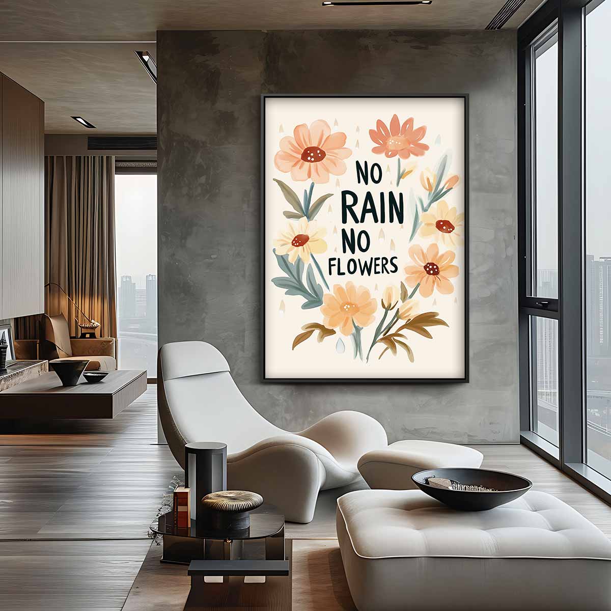 Bloemenregen Inspiratieposter – canvas wanddecoratie in portret formaat