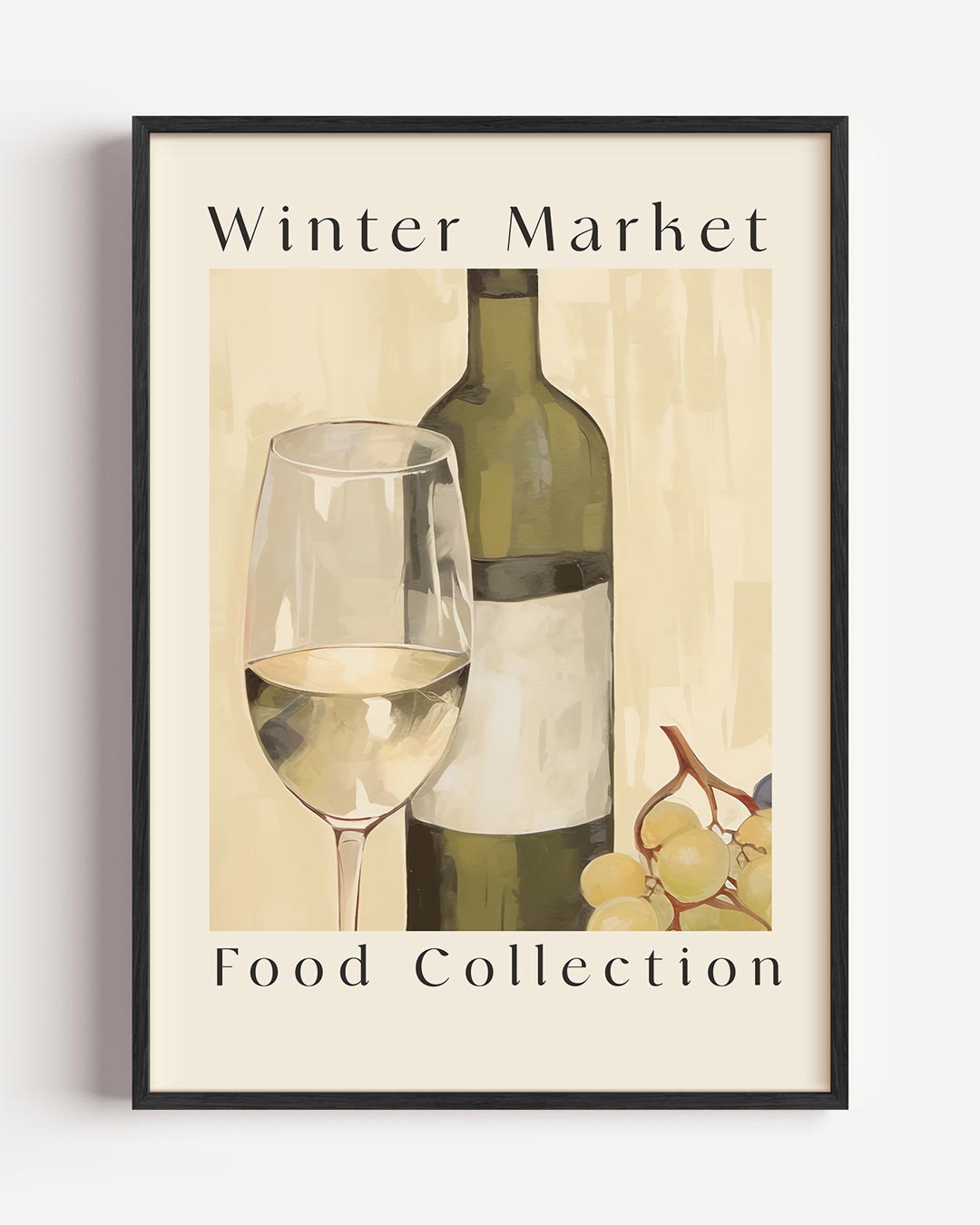 Winter Market Wijnposter – keuken portret poster als wanddecoratie