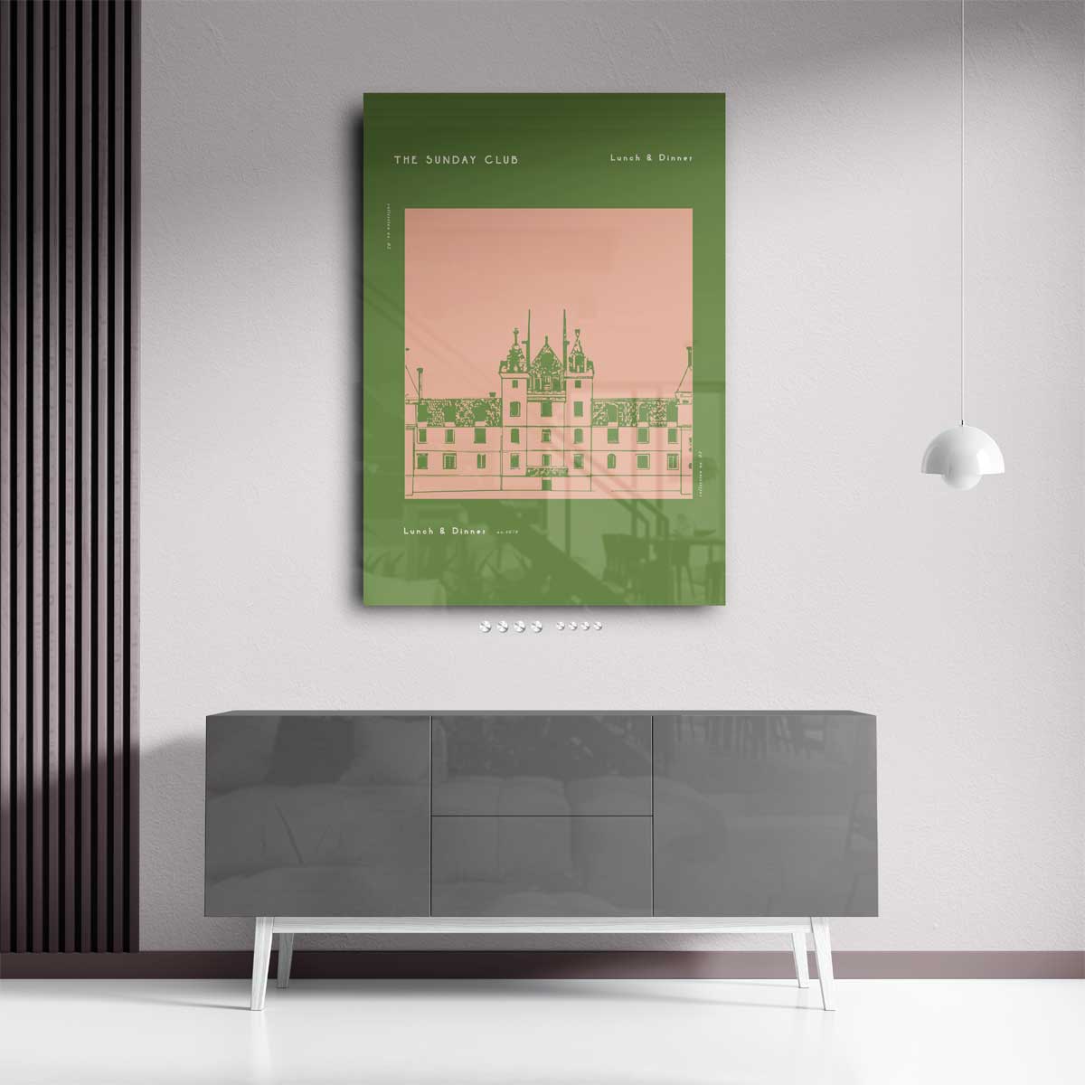 The Sunday Club Menu Illustratie – staand kunstwerk voor modern interieur