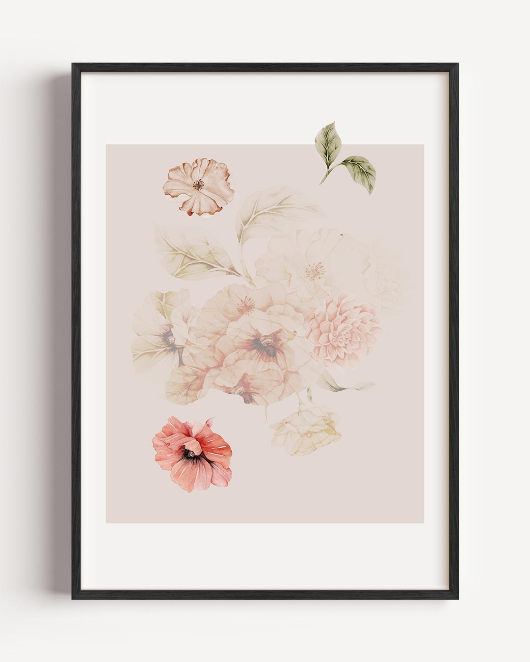 Romantische Bloemen Collage – bloemen portret poster als wanddecoratie