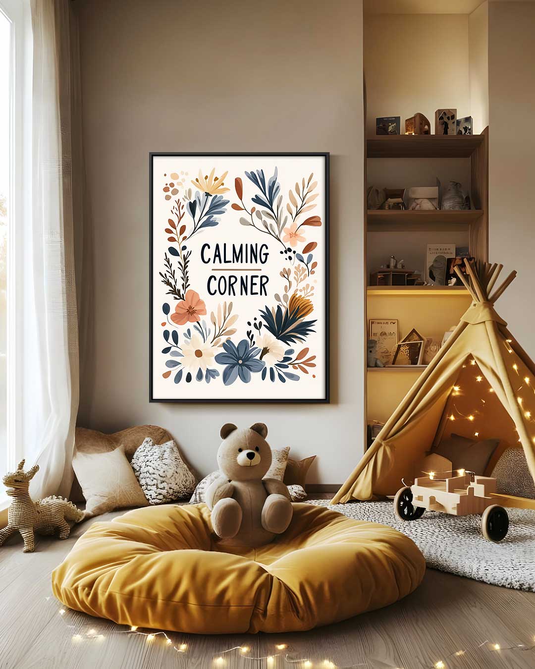 Rustgevende Bloemenpracht – staand kunstwerk voor modern interieur