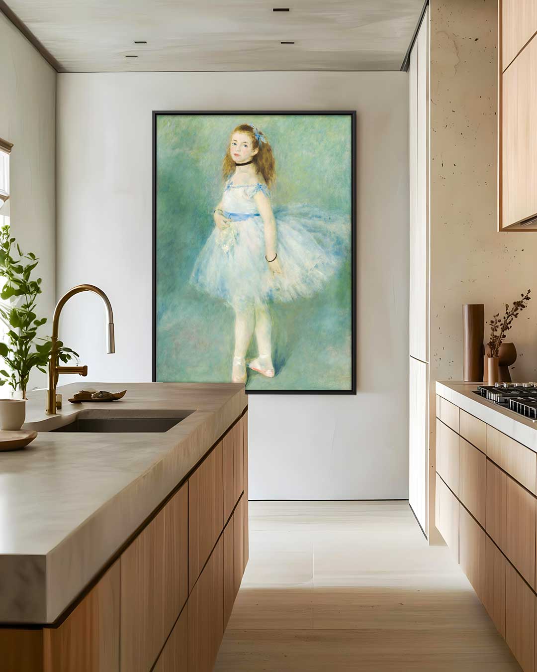 Kleine danseres in blauw – staande wandkunst voor woonkamer of interieur