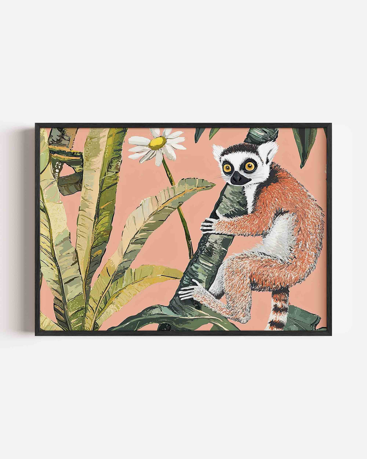 Lemur en bladeren – jungle landscape poster als wanddecoratie