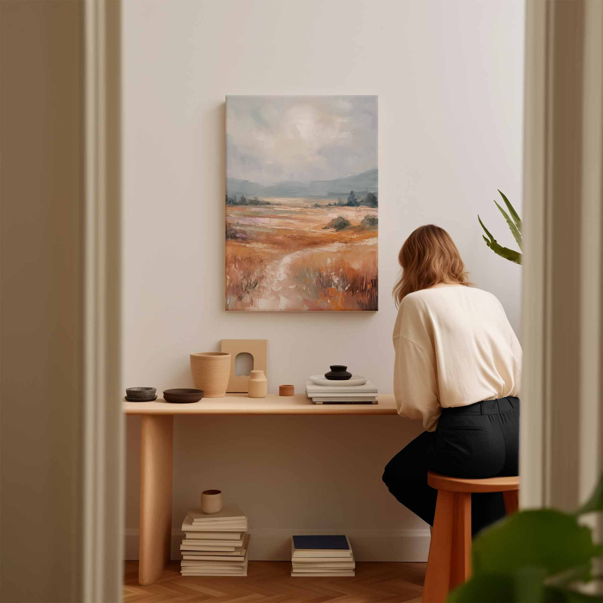 Herfstige Velden – modern portret kunstwerk van WallArtistic