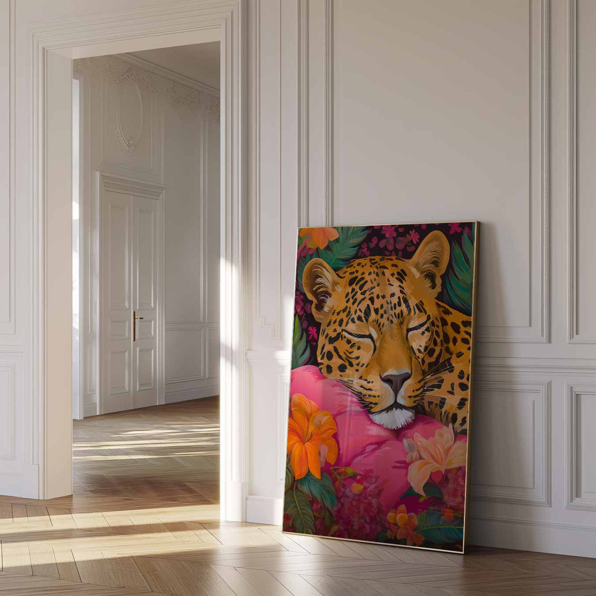 Tropische Luipaard – dierenposter als moderne staande wanddecoratie