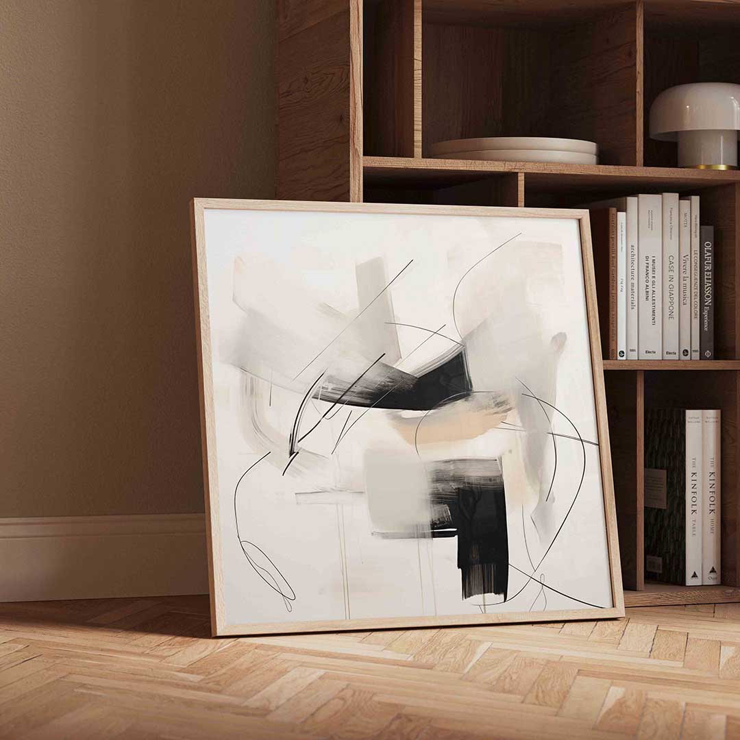 Abstracte lijnen en vlakken – moderne wandkunst met kleur en vormen als poster