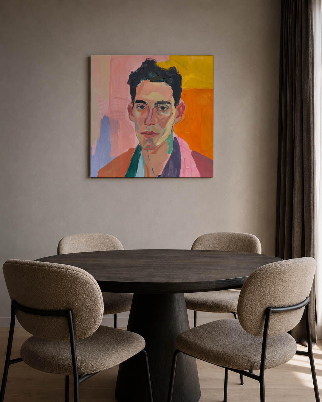 Portretstudie kunstwerk – tweede productweergave – dit werk toont een portret met gedurfde penseelstreken. De