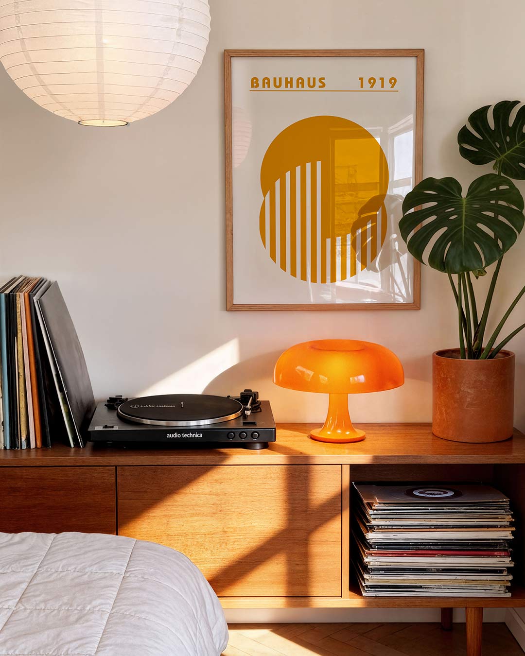 Cirkels en strepen – geometrische Bauhaus poster in staand formaat