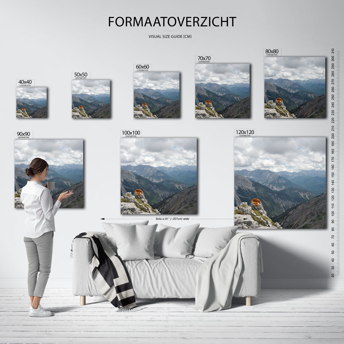 Berglandschap met wolken kunstwerk – materiaalweergave – deze kunstwerk toont een indrukwekkend berglandschap met dramatische