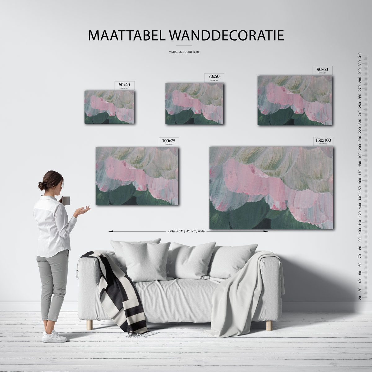 Zachte kleurvlakken – moderne liggende wandkunst