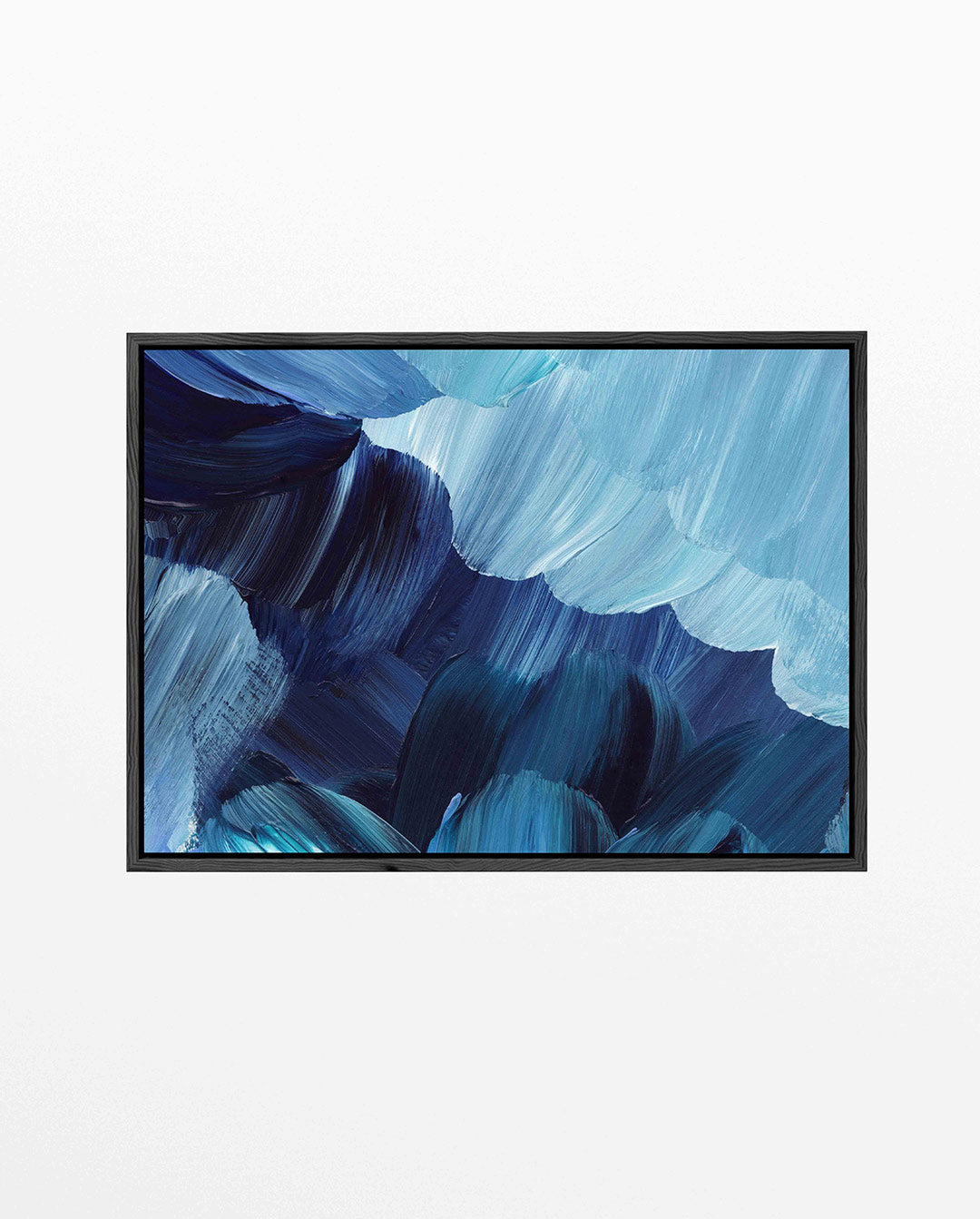 Dynamische blauwe borstels – Beweging – liggend wanddecoratie kunstwerk