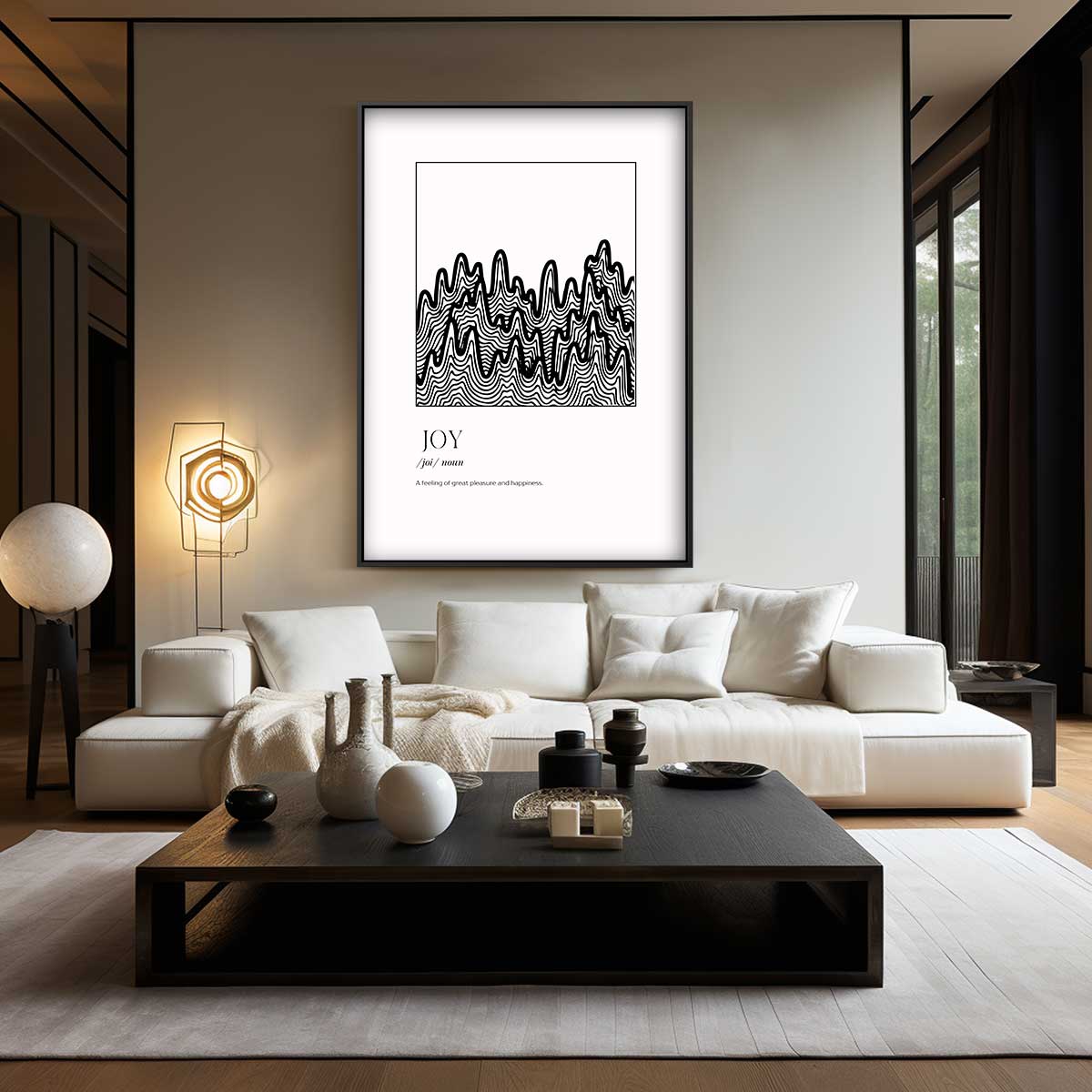 Joyful Lines – kunstwerk met zwarte baklijst