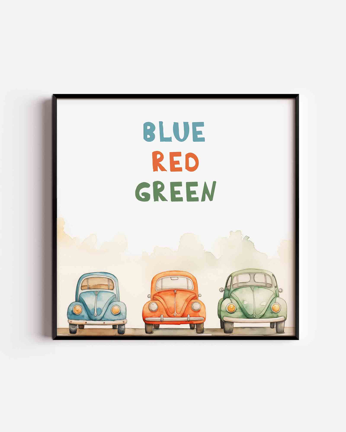 Gekleurde auto's – vierkante kinderposter als wanddecoratie