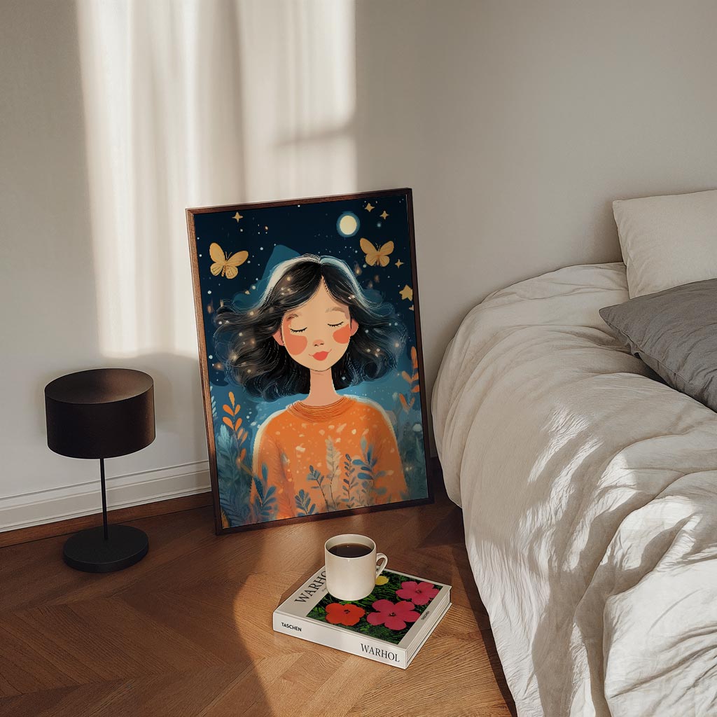 Dromerige Nachtvlinder – staande kinderkamer wanddecoratie van WallArtistic