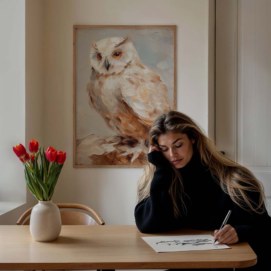 Magische Uilenkunst – staande muurposter met dierenthema