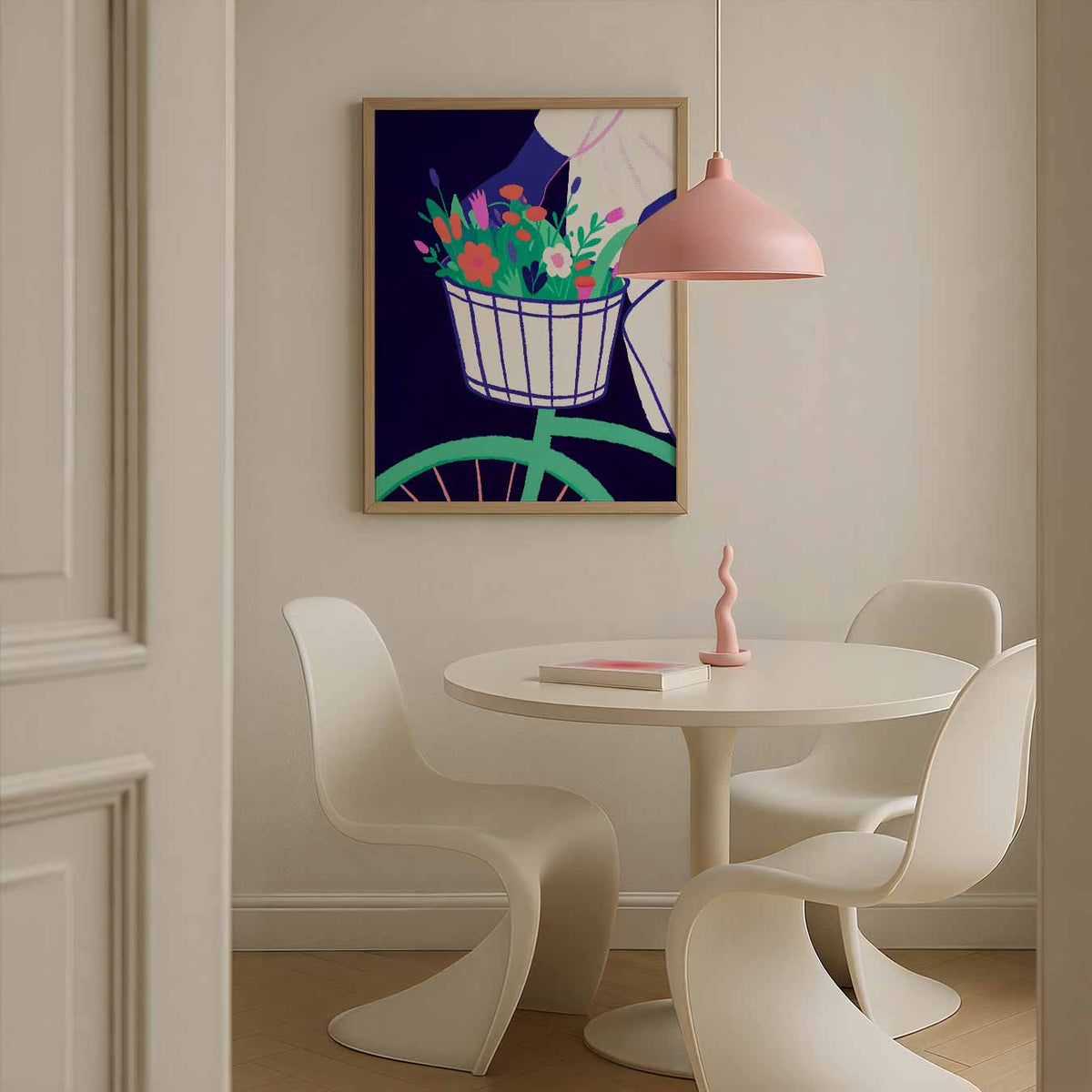 Vrolijke Fietstocht – bloemen poster in staand formaat