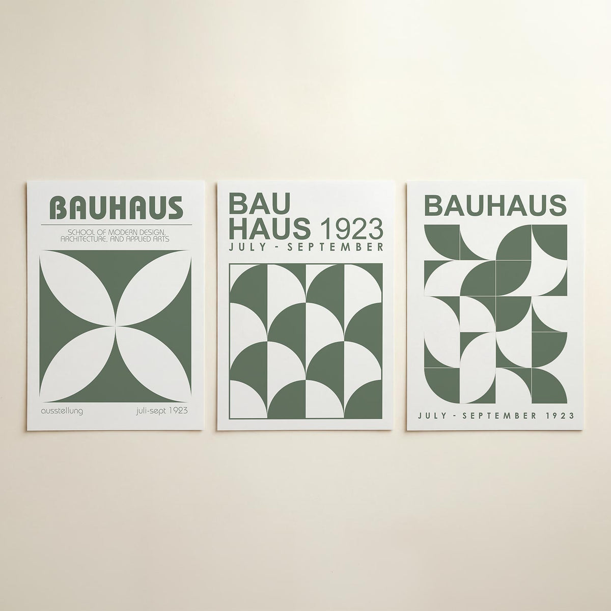 Vorm en balans driedelige posterset in interieur