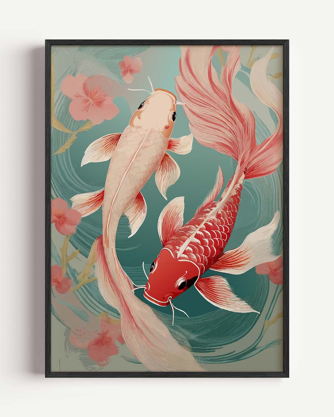 Vrolijke Koi Karper Kunst – zomer portret poster als wanddecoratie