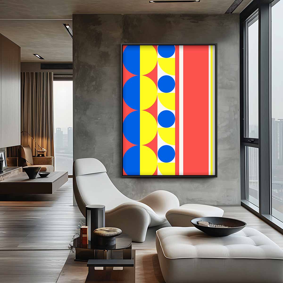 Kleurrijke Geometrische Abstractie – canvas wanddecoratie in portret formaat