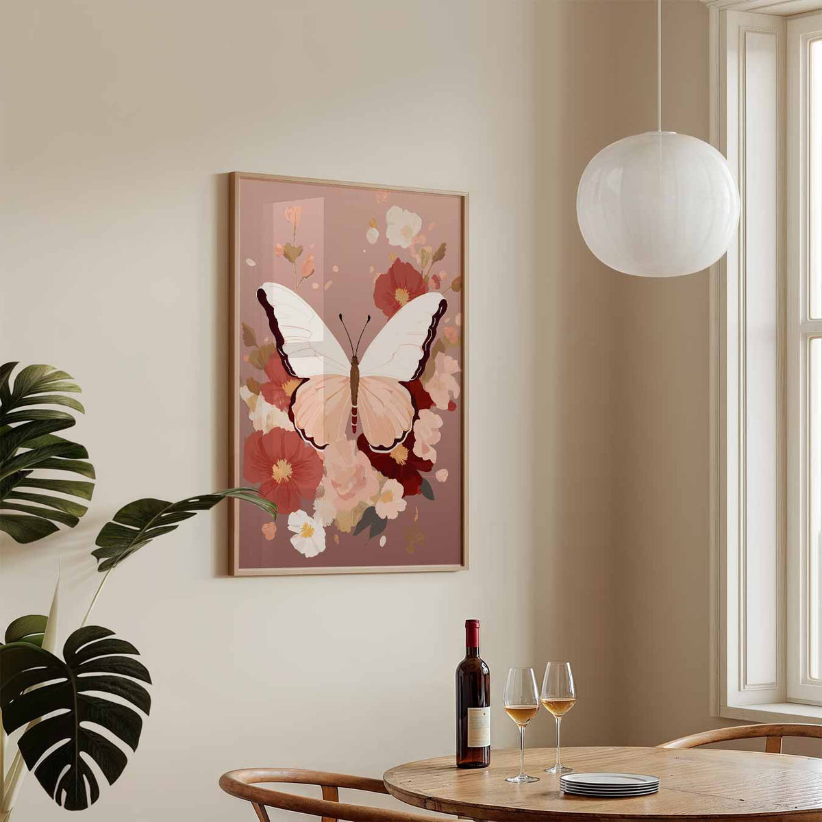 Elegante Vlinderbloemen – zomerse wandkunst als portret poster
