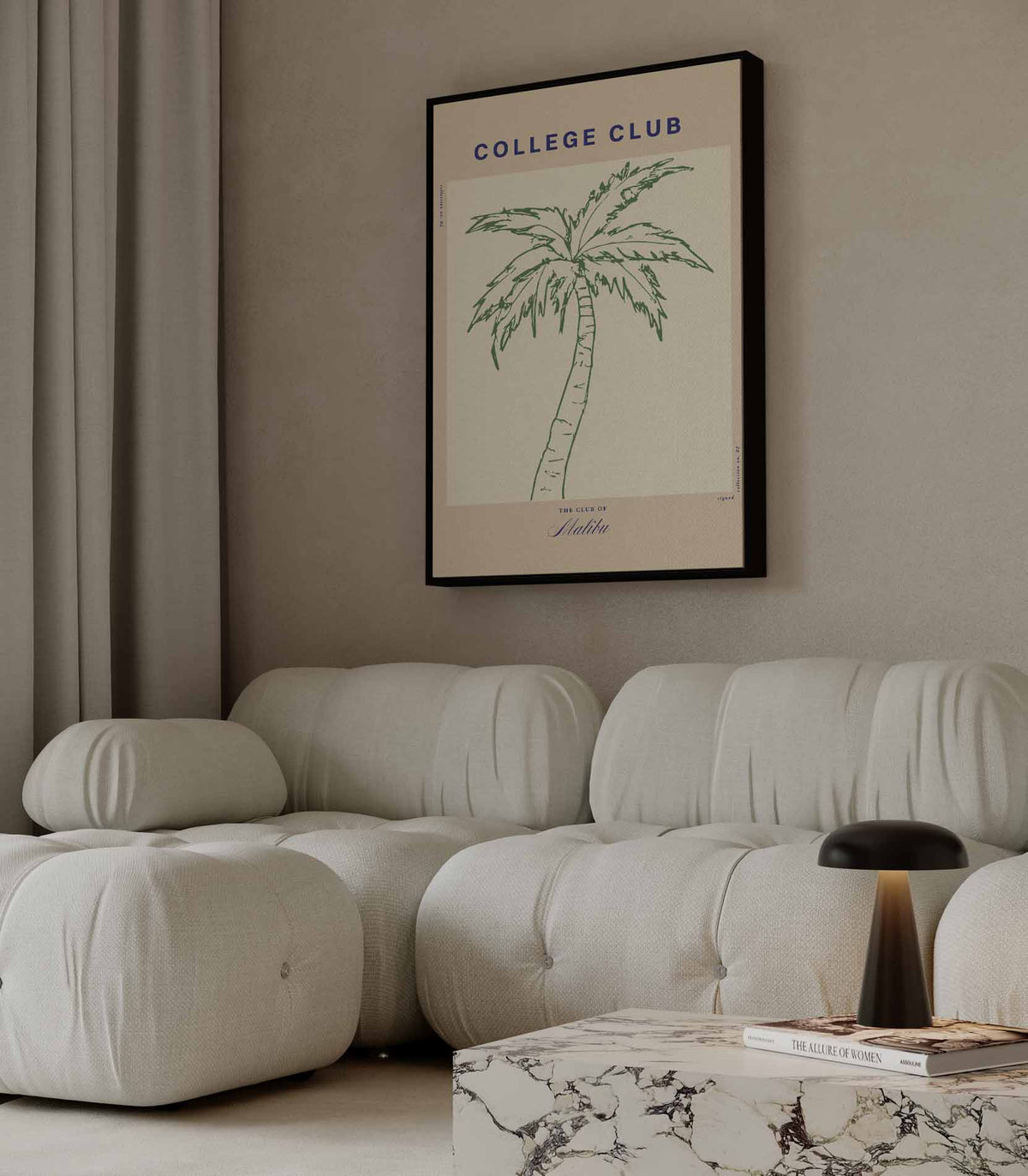College Club Palmboom Art Print – plexiglas wanddecoratie in portret formaat