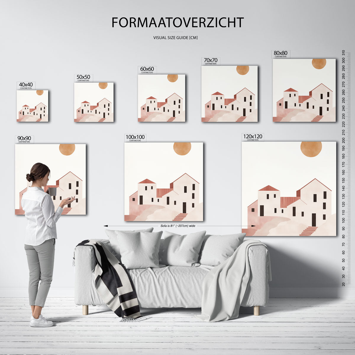Minimalistische gebouwen – vierkante muurposter voor de kinderkamer