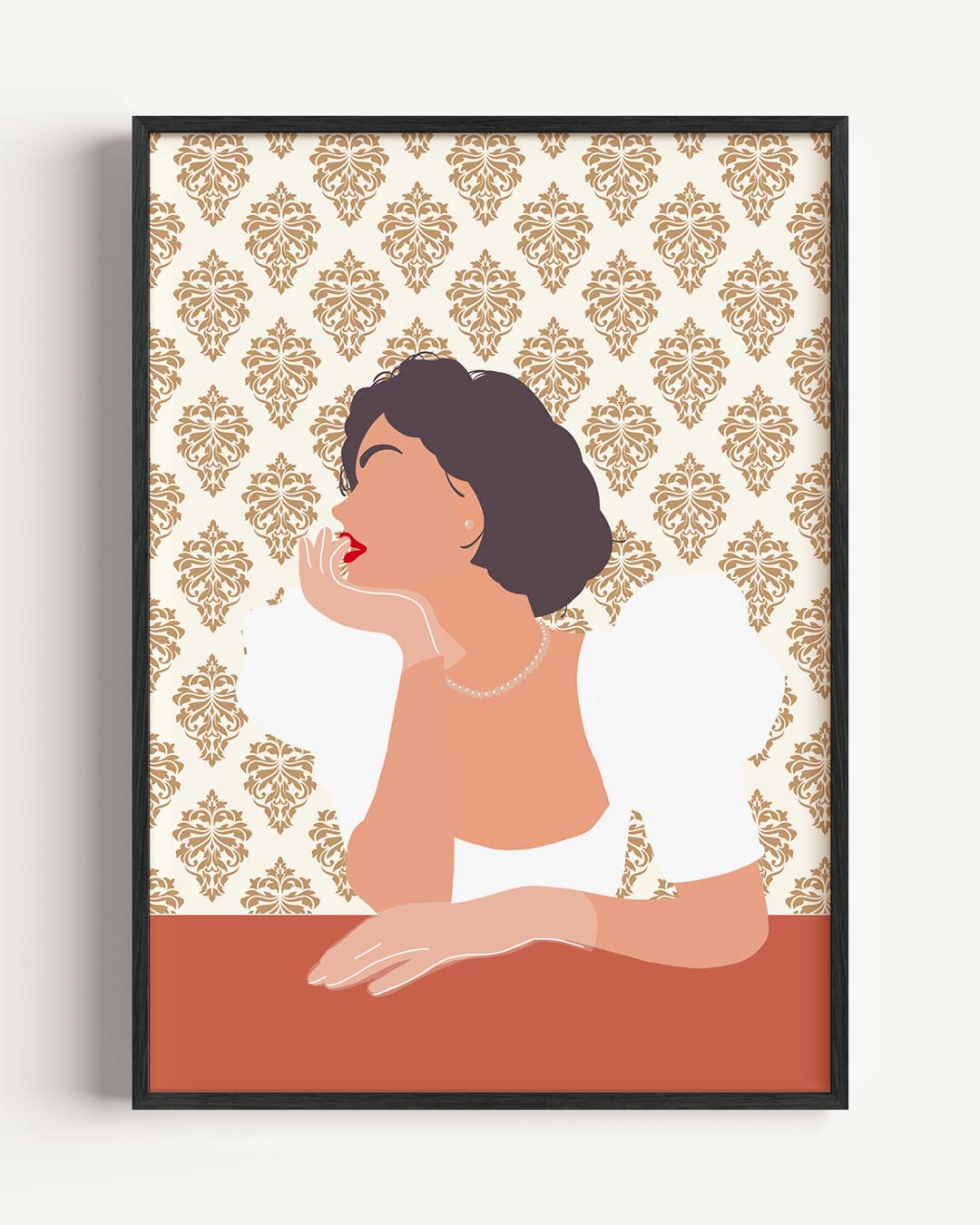 Vintage Vrouwelijke Elegantie – Popart en Streetart portret poster als wanddecoratie