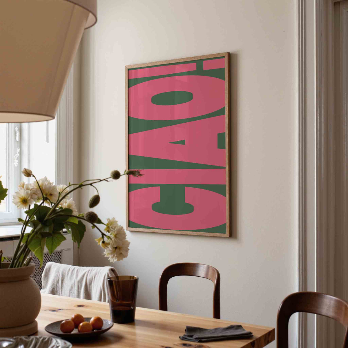 Roze typografie – eigentijdse illustratie poster in staand formaat