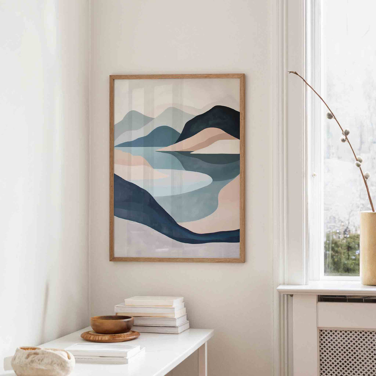 Landschap met bergen – staande hedendaagse wanddecoratie van WallArtistic