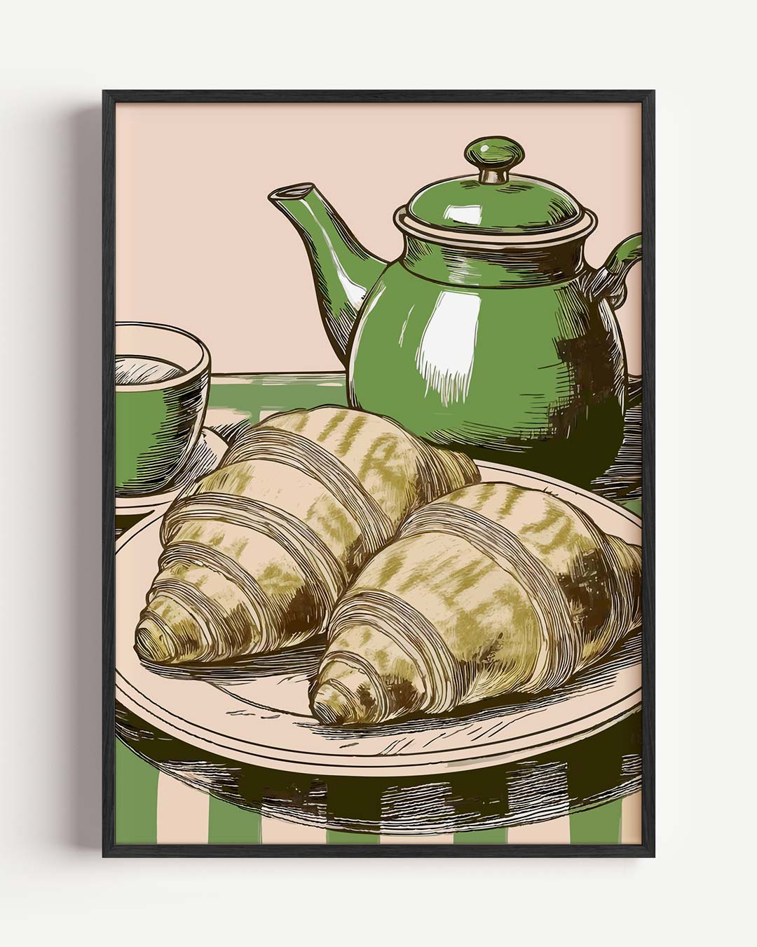 Franse Ontbijt Charme – keuken portret poster als wanddecoratie
