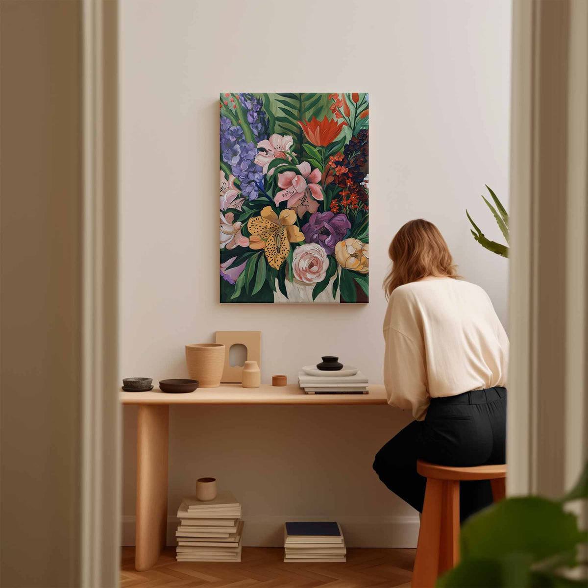 Bloemrijke Fantasie – plexiglas wanddecoratie in portret formaat