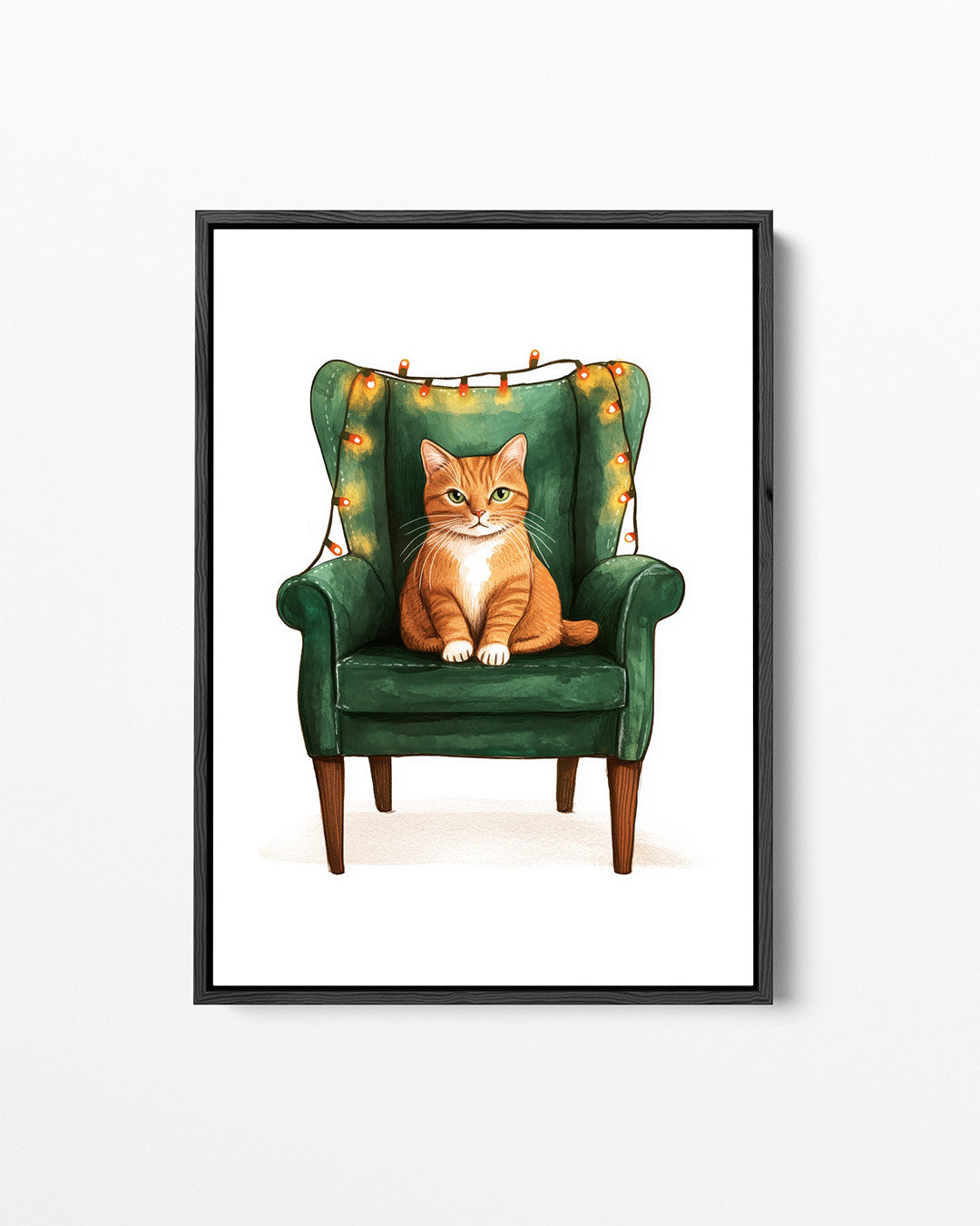 Kat op groene stoel – staand wanddecoratie kunstwerk