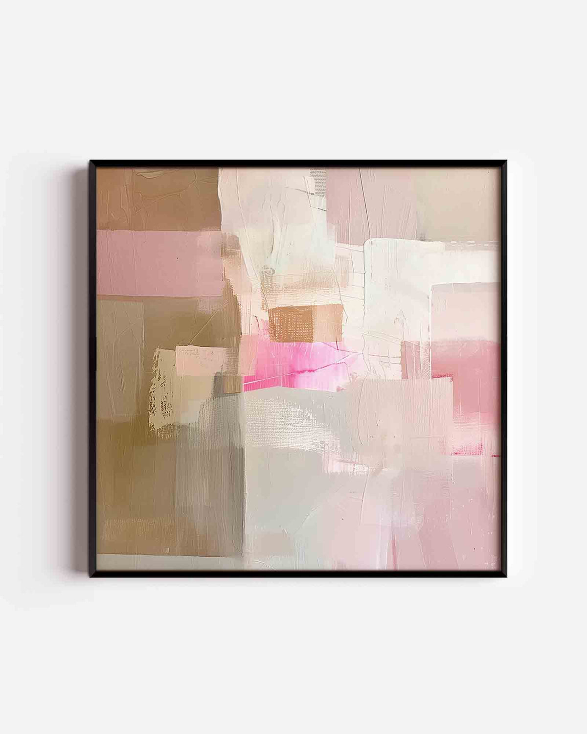 Abstracte roze en beige – vierkante poster met kleur en vormen als wanddecoratie