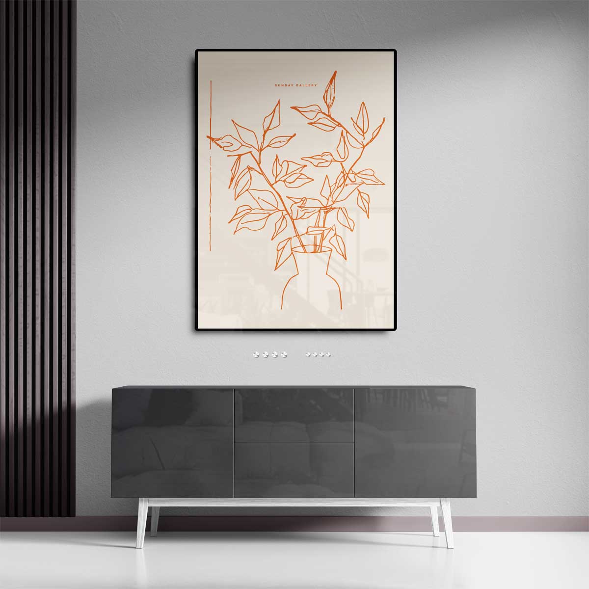 Lijntekening Bloemenvazen – canvas kunstwerk als wanddecoratie