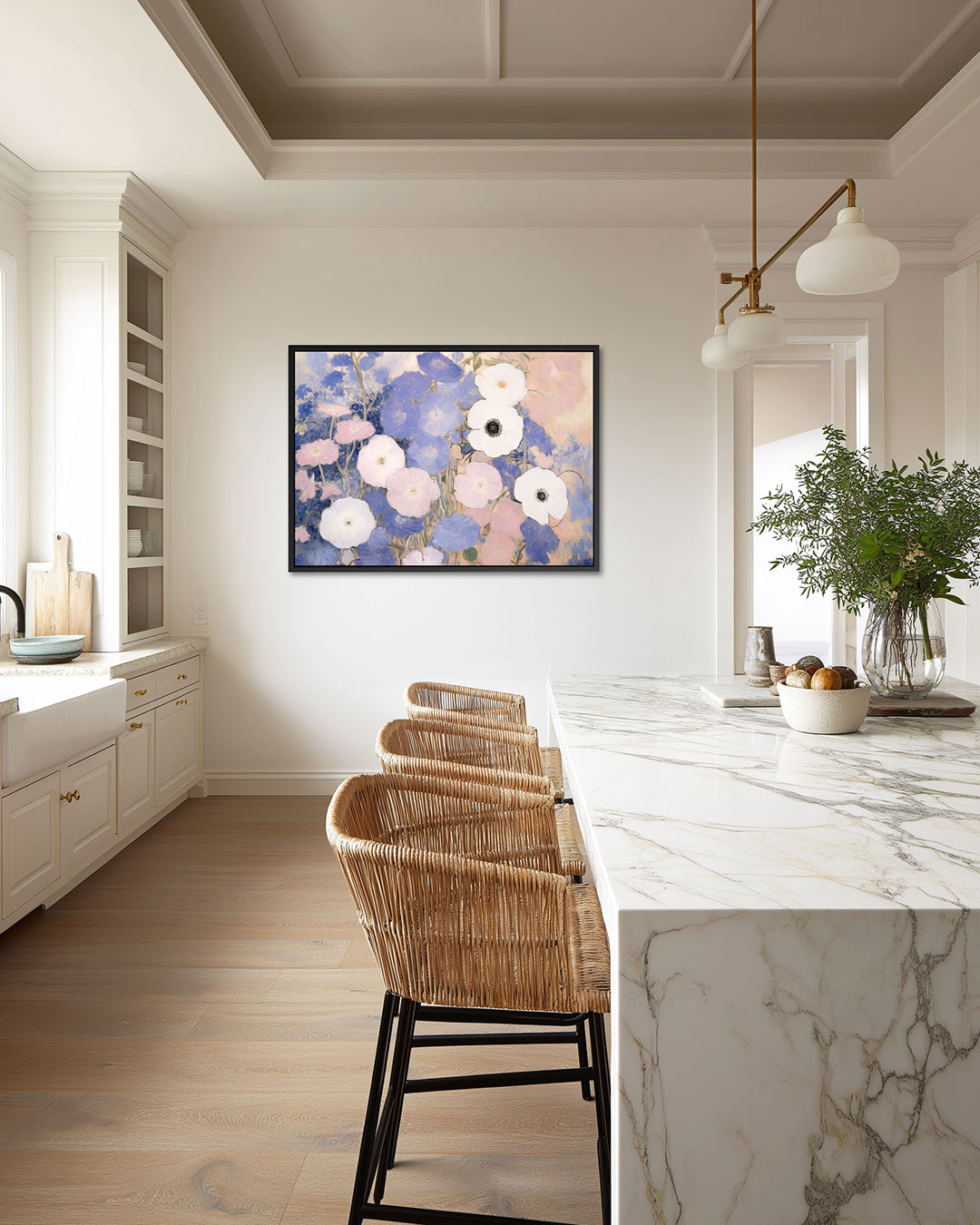 Bloemen in zachte tinten – wanddecoratie in interieur