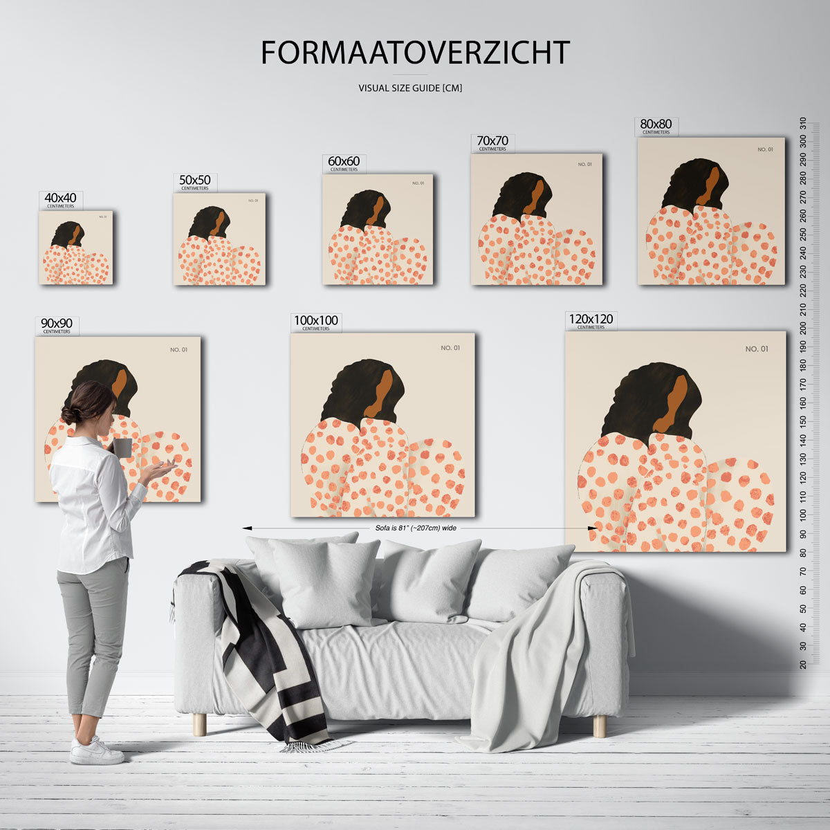 Gestileerde figuur – vierkante muurposter met vrouwelijk portret