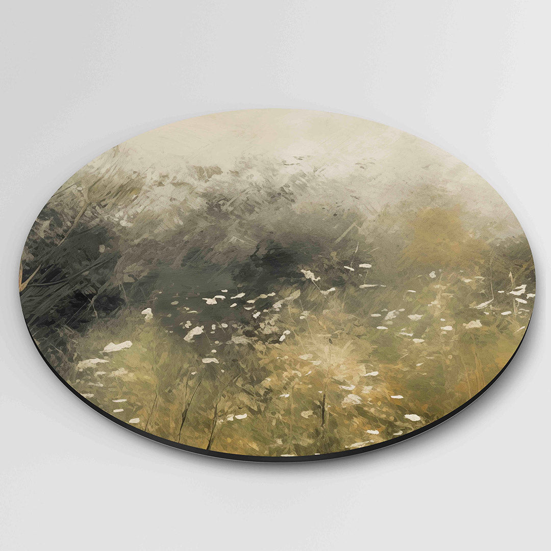 Wilde bloemen – ronde wanddecoratie met abstract ontwerp