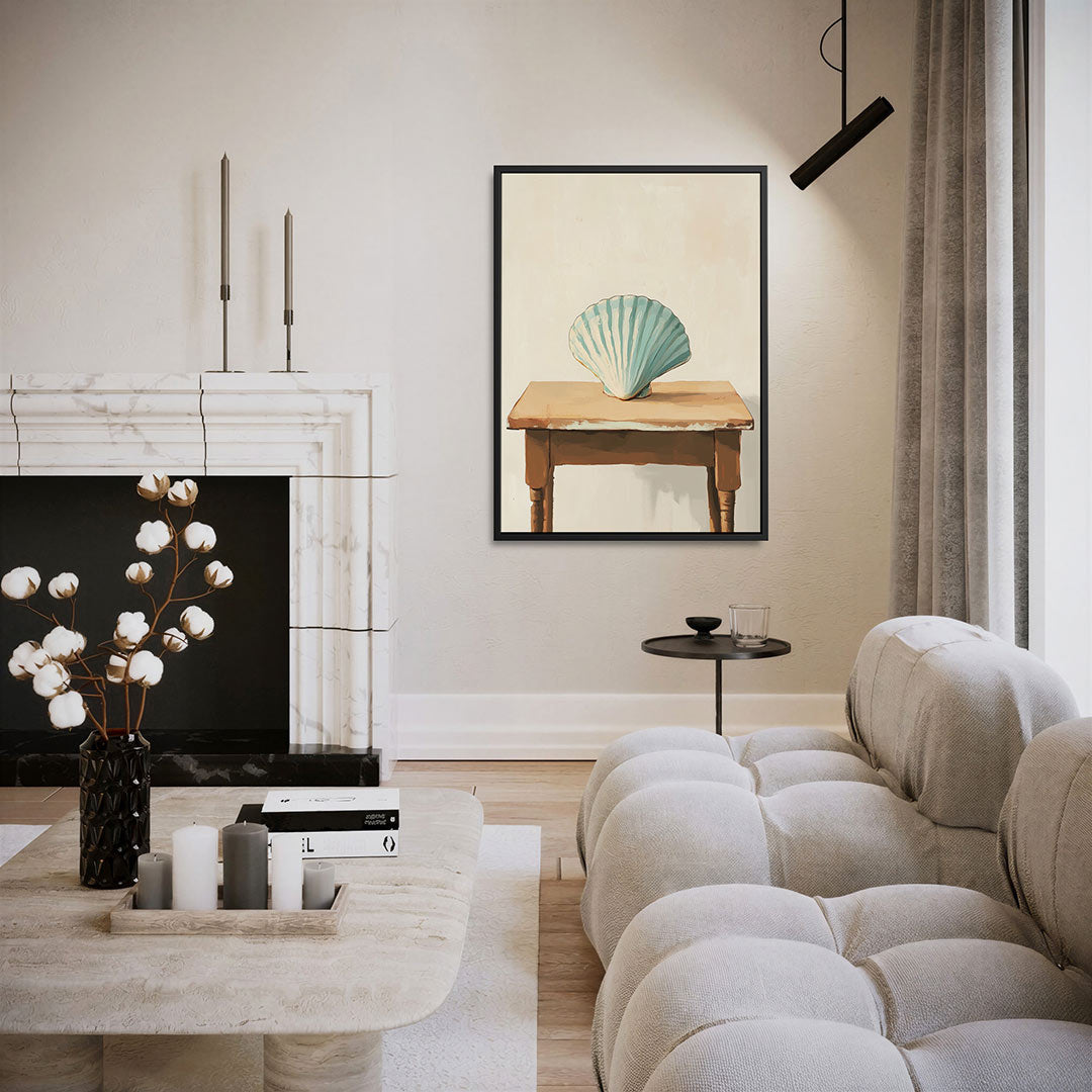 Schelp op tafel – staand wanddecoratie kunstwerk