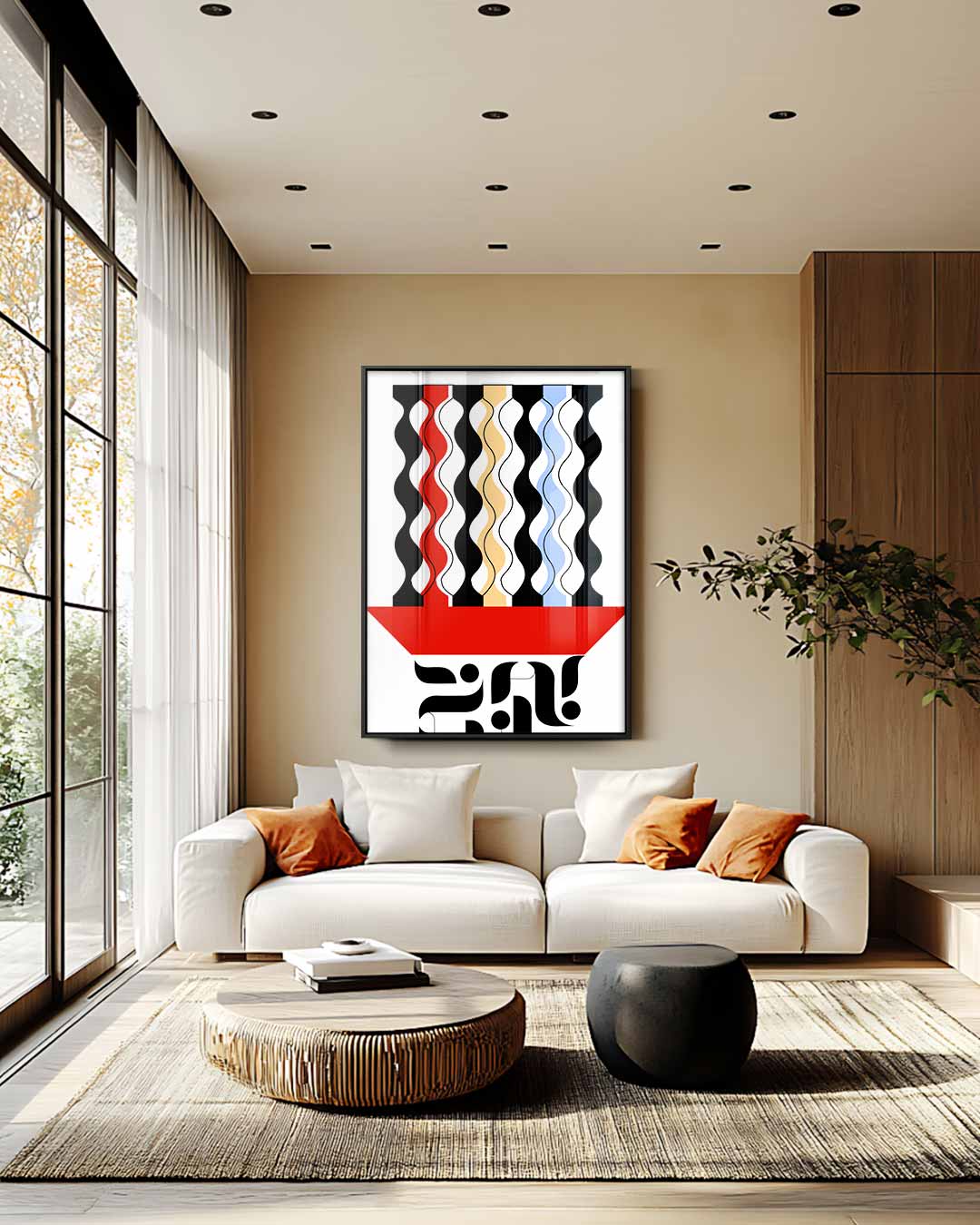 Golvende Harmonie – staande wandkunst voor woonkamer of interieur