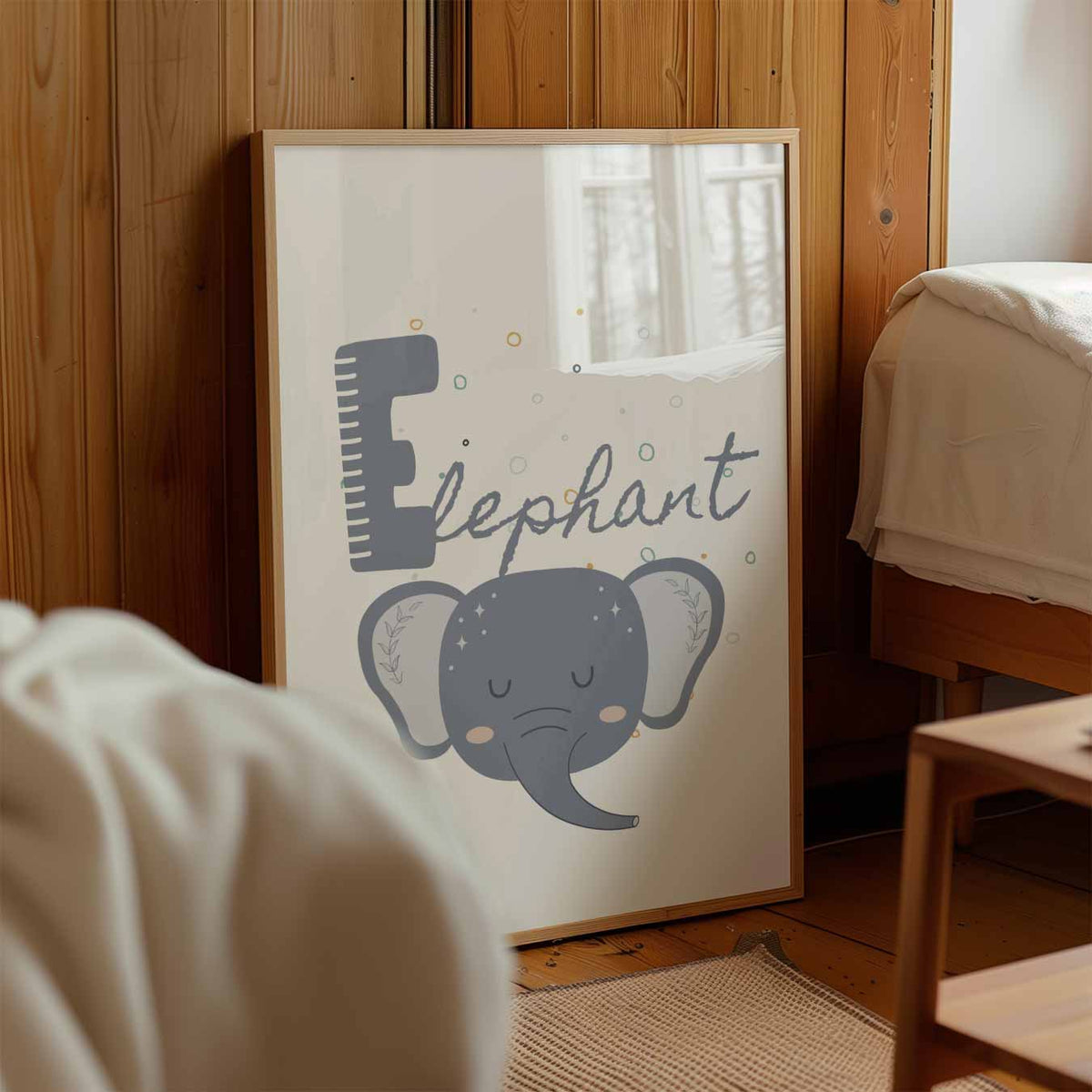 Dromerige Olifant Kinderkamer – kinderposter in staand formaat