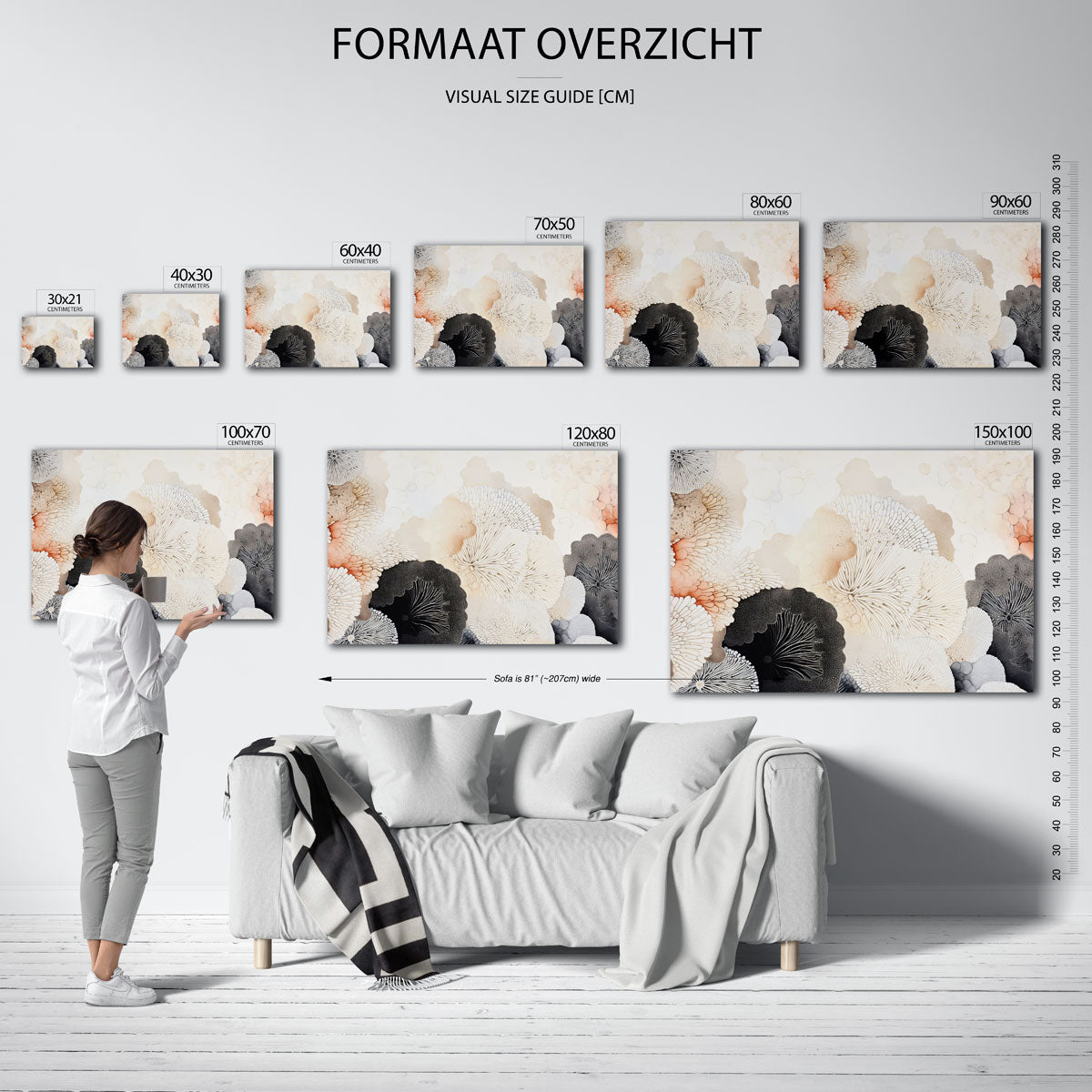 Organische vormen – liggende muurposter met abstracte vormen