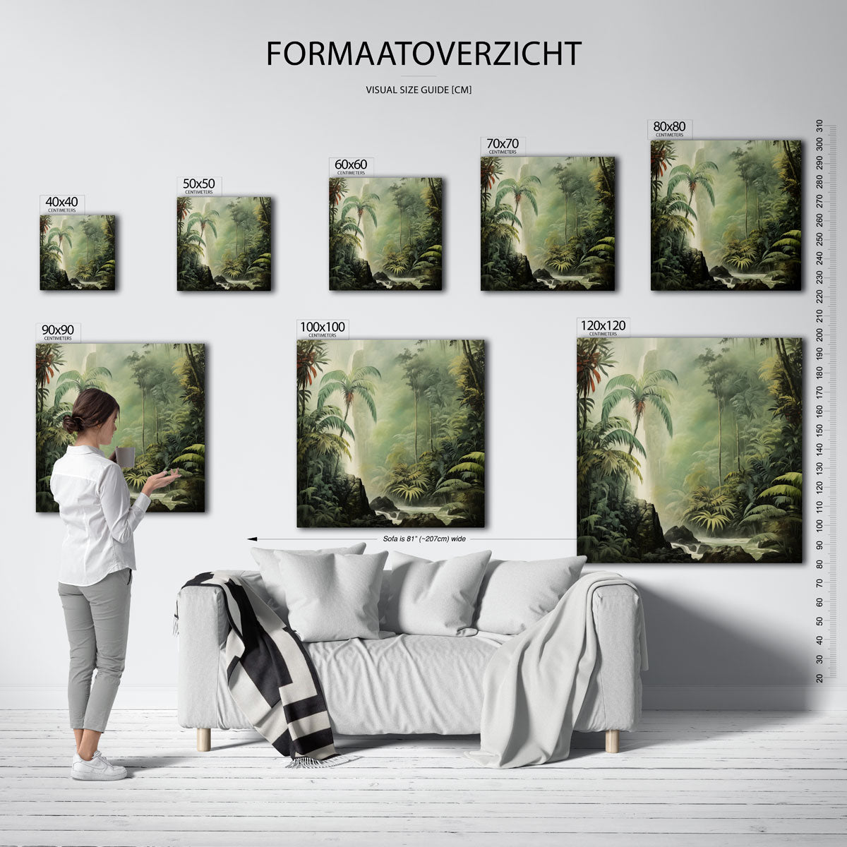 Tropische waterval – vierkante jungle wanddecoratie van WallArtistic
