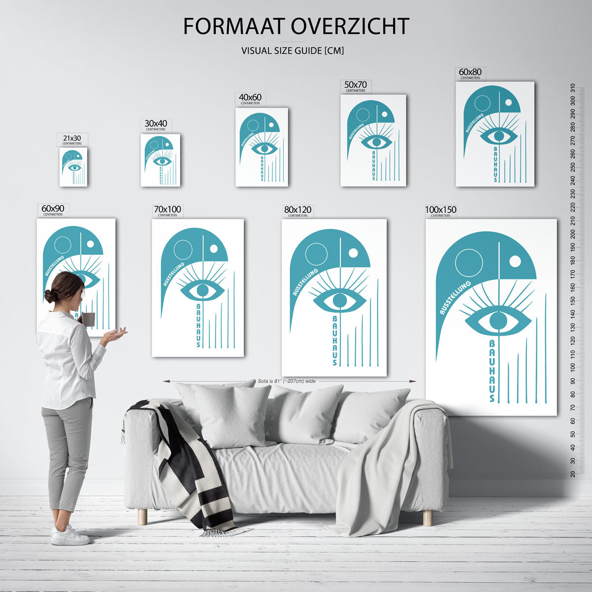 Oog en lijnen – geometrische poster in Bauhaus-stijl van WallArtistic