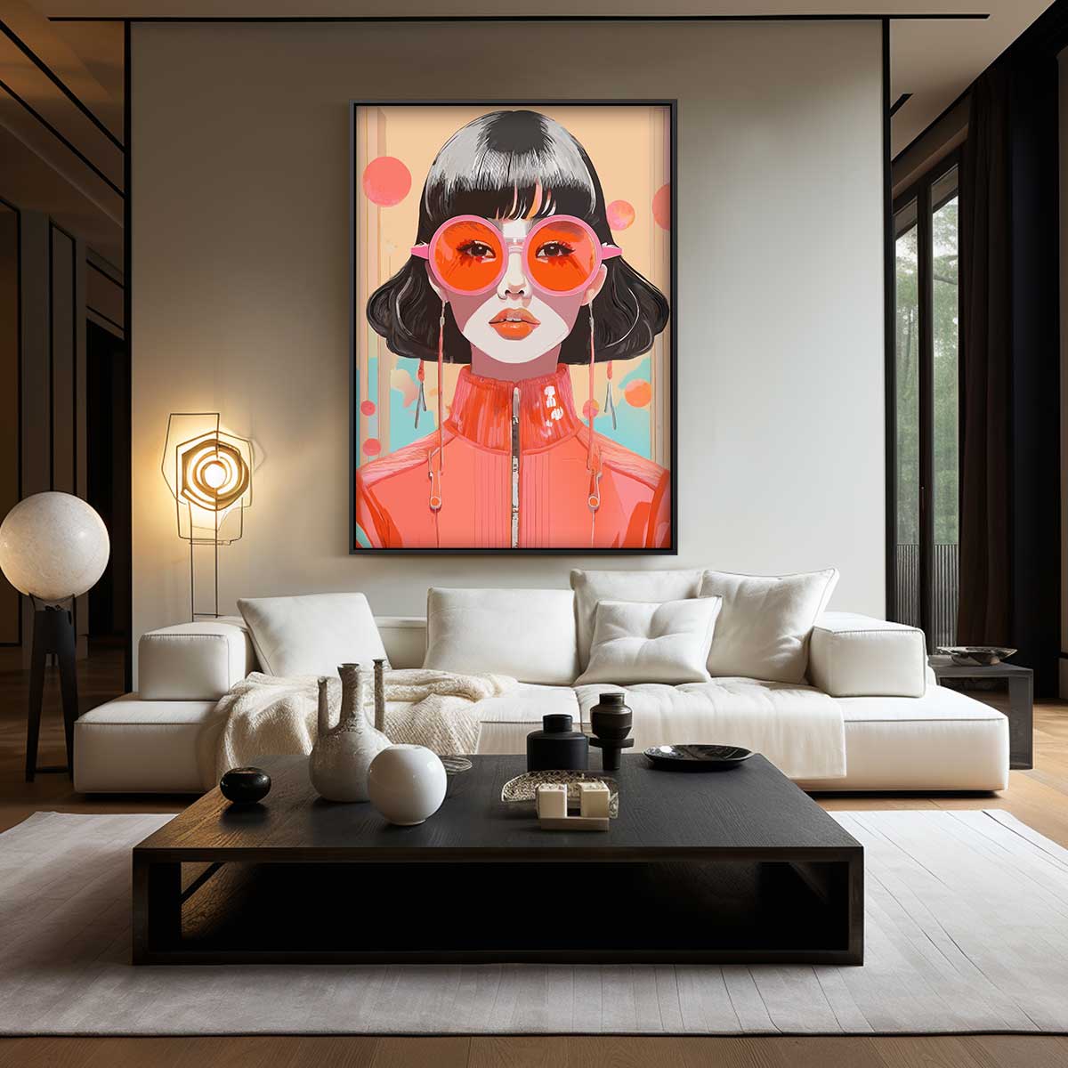 Retro Pop Art Portret – kunstwerk met zwarte baklijst