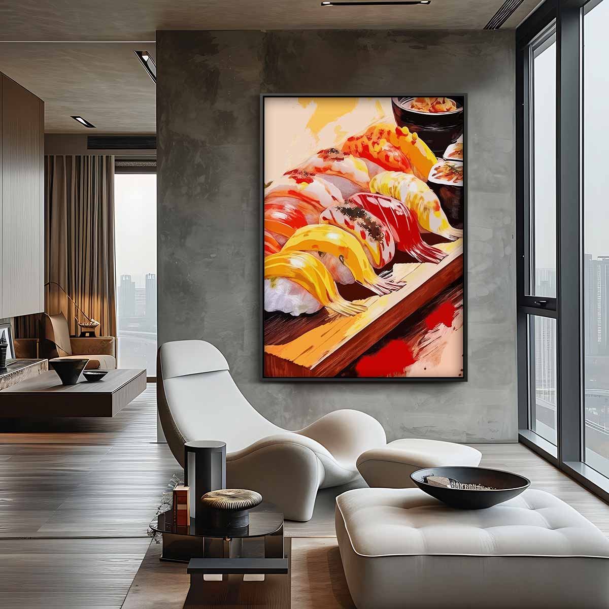 Kleurrijke Sushi Expressie – staand kunstwerk voor modern interieur