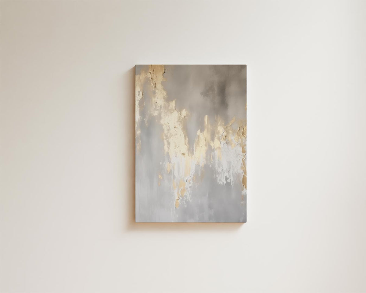 Gouden Mist Schilderij – kunstwerk met zwarte baklijst