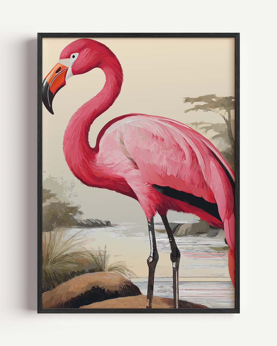 Elegante Flamingo – dieren portret poster als wanddecoratie