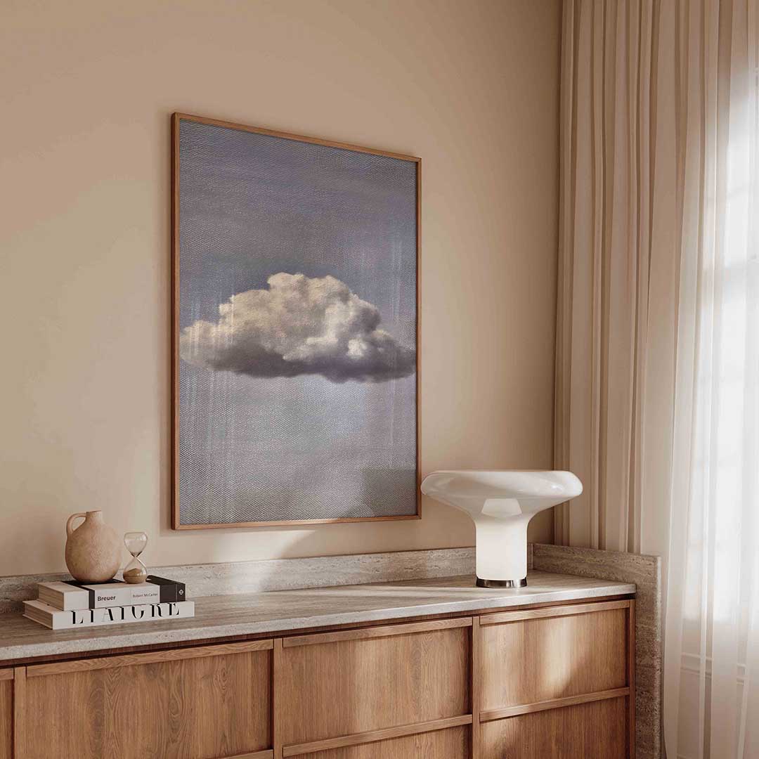 Wolk tegen blauwe lucht – textuur poster in staand formaat