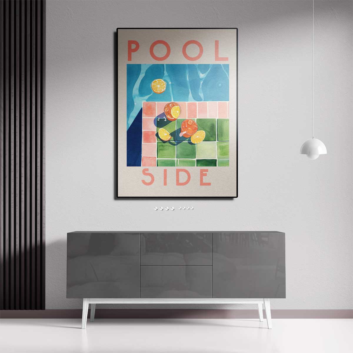 Poolside Dream – kunstwerk met zwarte baklijst